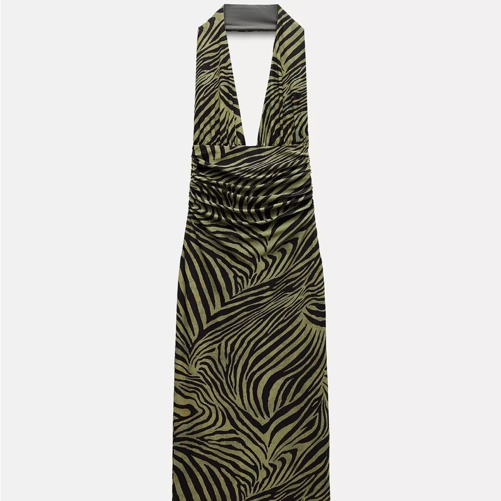 Chic Zebra Print Halter Dress